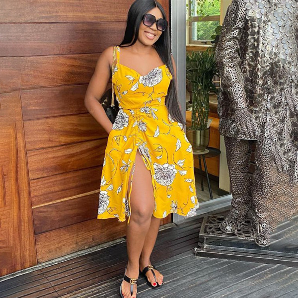 Printed drawstring dress KY8023