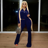 Solid color cropped flared pants suit QS51045