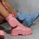 Martin boots women's new thick-soled increased front lace-up ankle boots large size sponge cake British style pocket boots S630962564017