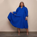 Large size solid color folded popular dress QS51049