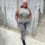 Two-piece large size fat woman solid color straps KY8033