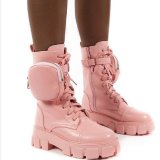 Martin boots women's new thick-soled increased front lace-up ankle boots large size sponge cake British style pocket boots S630962564017