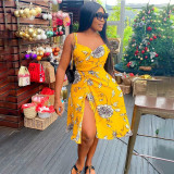 Printed drawstring dress KY8023
