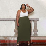 Large size solid color autumn and winter characteristic fringed long skirt PH13262