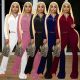 Solid color cropped flared pants suit QS51045