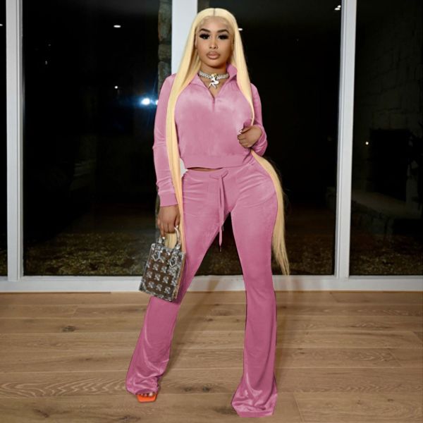 Solid color cropped flared pants suit QS51045