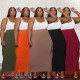 Large size solid color autumn and winter characteristic fringed long skirt PH13262