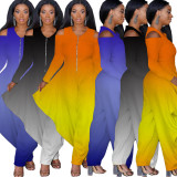 Gradient casual zipper loose jumpsuit AC9115