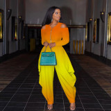 Gradient casual zipper loose jumpsuit AC9115