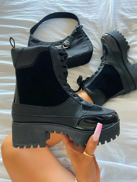 Autumn and winter new style European and American Martin boots belt buckle thick heel short boots large size lace-up ladies boots S631717386753