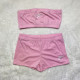 Sexy solid color embroidered letters wrapped chest shorts suit D9701