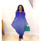 Gradient casual zipper loose jumpsuit AC9115
