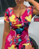 Women's new short-sleeved drawstring dress LZQ5133-2