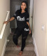 New cross-border fashion women's letter printing casual suit P5007