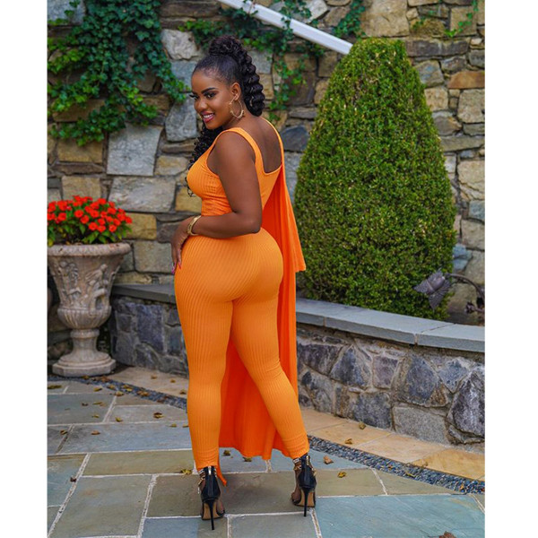 Women's autumn and winter temperament commuter solid color jumpsuit suspenders two-piece suit FA8105