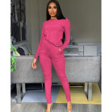 Women's autumn and winter pure color temperament casual two-piece long-sleeved trousers suit FA8103
