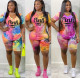 Fashion women's letter tie-dye two-piece in stock P5008