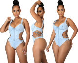 New women's clothing, wash water and make old chains, sleeveless suspenders, sexy denim jumpsuits, swimsuits A3281