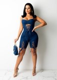 Ladies lace suspenders zipper sexy jumpsuit A3290