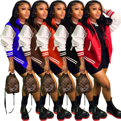 Autumn and winter fashion press button stitching threaded baseball uniform with hood NY8090