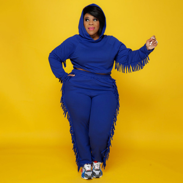 Net color loose tassel fashion street plus size women's suit 21278