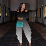Gradient casual zipper loose jumpsuit AC9115