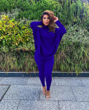 Fashion casual solid color bat sleeve split top trousers two-piece suit M2070