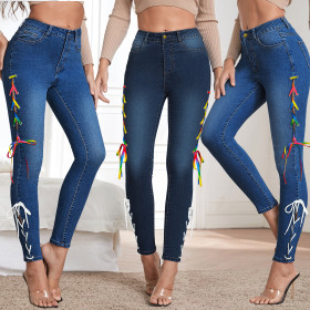 Women's Fashion Creative Bandage Denim Pants PD9800