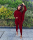 Fashion casual solid color bat sleeve split top trousers two-piece suit M2070