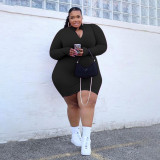 Quality fat lady plus size casual women's small pit strip solid color zipper dress PH13263