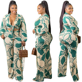 Plus size women's new large size wide leg suit BN208 