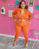 Plus size women's new solid color shirt pants suit BN210