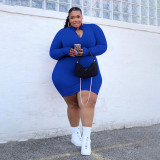 Quality fat lady plus size casual women's small pit strip solid color zipper dress PH13263
