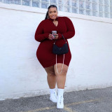 Quality fat lady plus size casual women's small pit strip solid color zipper dress PH13263