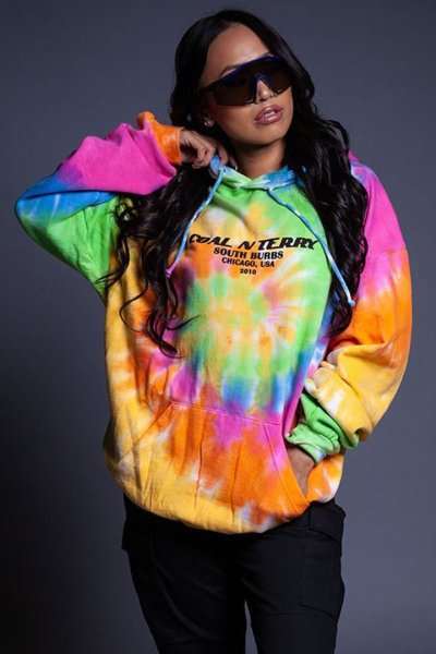 Women's colorful tie-dye colorful fashion loose sweater street graffiti pullover casual hoodie A1126