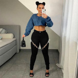 Women's fashion slim high stretch ripped jeans PD9821