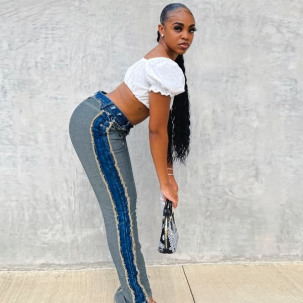 New style women's fashion creative split jeans PT7092