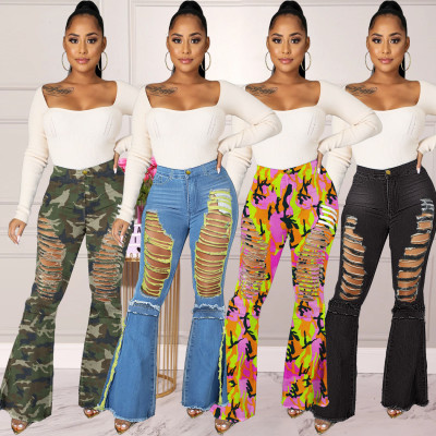 Women's high-waist slim-fit denim bootcut pants PD9795