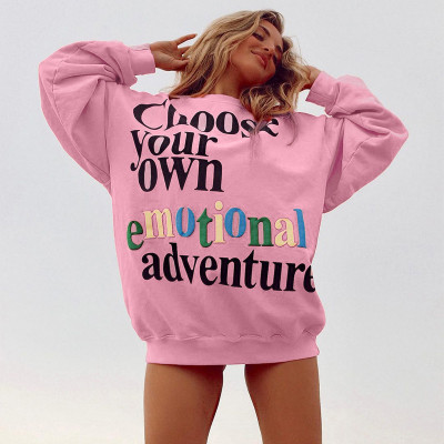 Casual women's effective emotional color letter printing Japanese sweater and trousers suit YJ21097DG