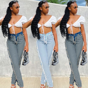 New style women's fashion creative split jeans PT7092