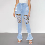 Women's fashion trend stitching jeans TB9776