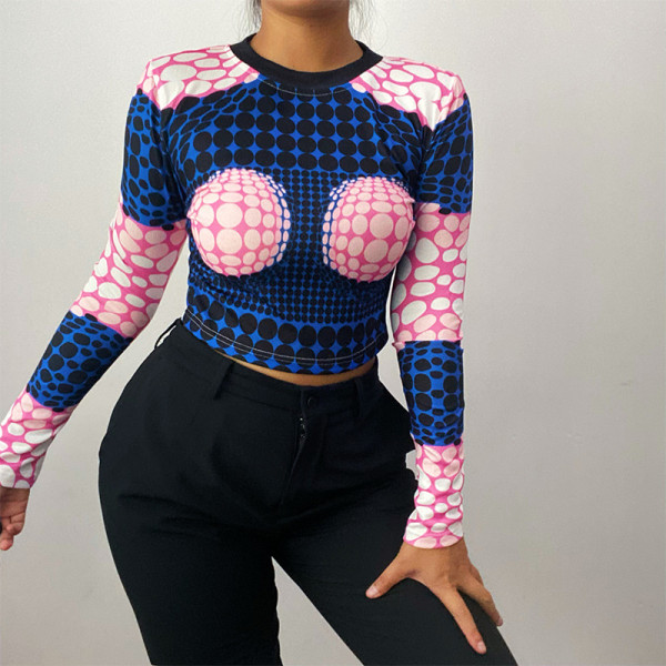 2021 autumn and winter new slim sexy bottoming shirt polka-dot knit bottoming long-sleeved top JY21394PF