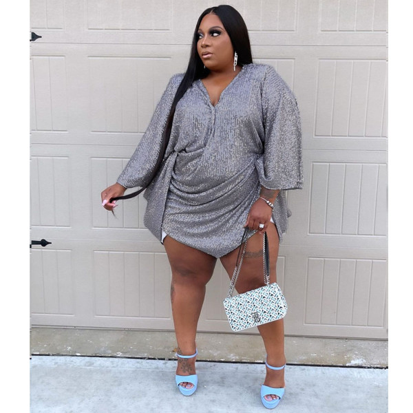 Sexy loose personality sequin dress short skirt N352