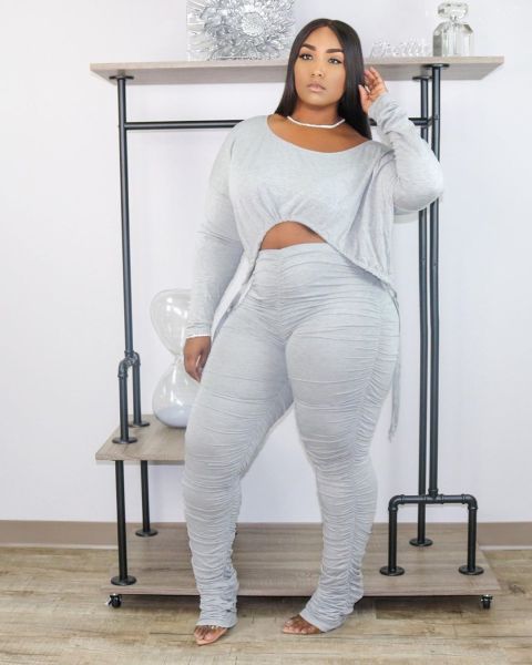 Sexy women's suit slim fit ruffled drawstring trousers two-piece suit XY9060