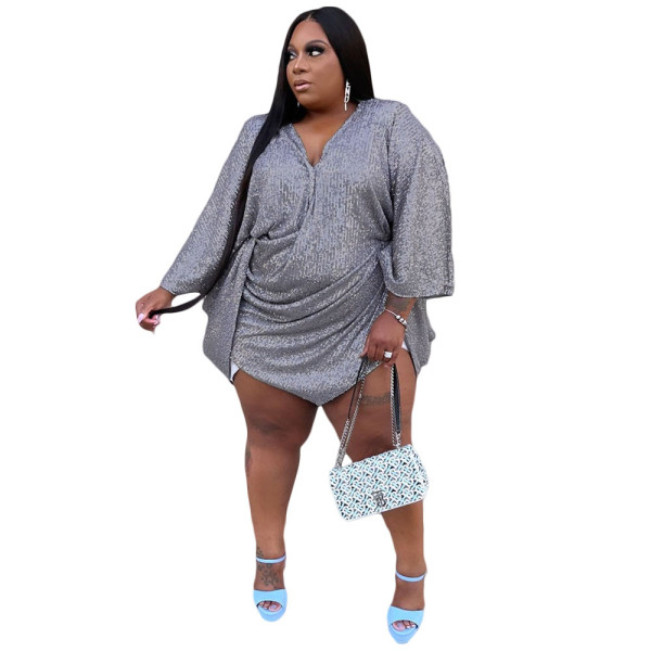 Sexy loose personality sequin dress short skirt N352