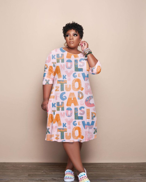 Large size letter printing casual women's long-sleeved dress Y9087