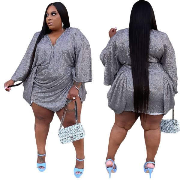 Sexy loose personality sequin dress short skirt N352