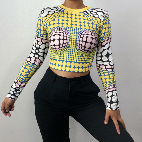 2021 autumn and winter new slim sexy bottoming shirt polka-dot knit bottoming long-sleeved top JY21394PF