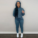 Two-piece hooded set with velvet drawstring for autumn and winter HR8197