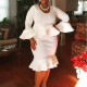 Autumn and winter ruffled round neck one-step skirt dress AQ19028